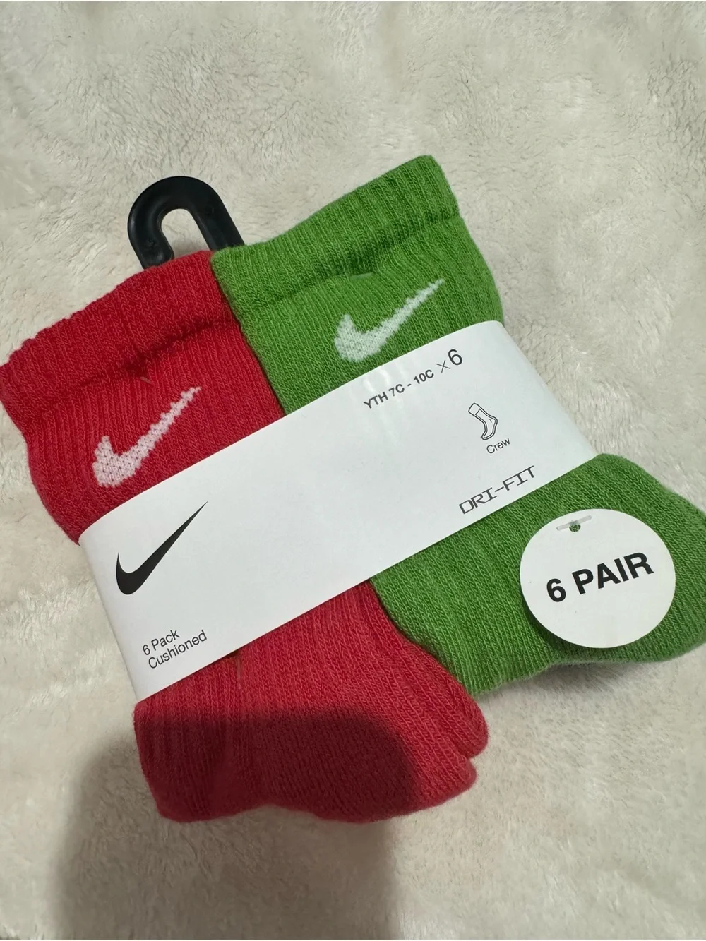 Kids toddler Nike Crew Socks - Red & Green with White Swoosh